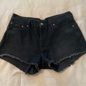 Black washed Levi 501 jean shorts. Like new.